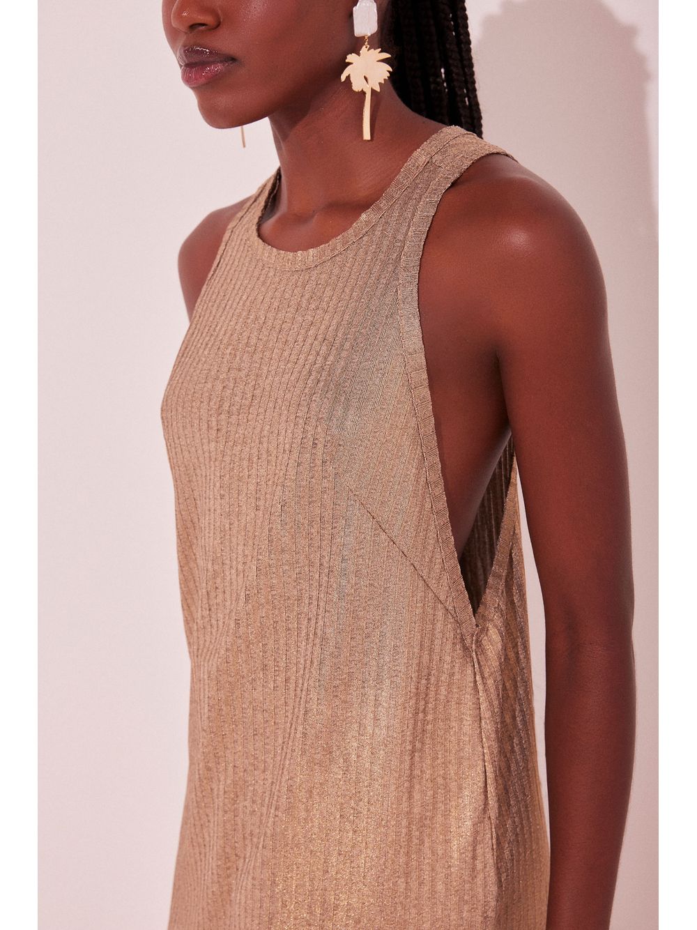 Água de Coco — Camiseta Regata Metalizado Dourado