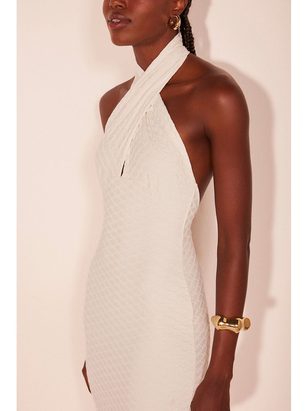 Água de Coco — Vestido Midi Trama Off White