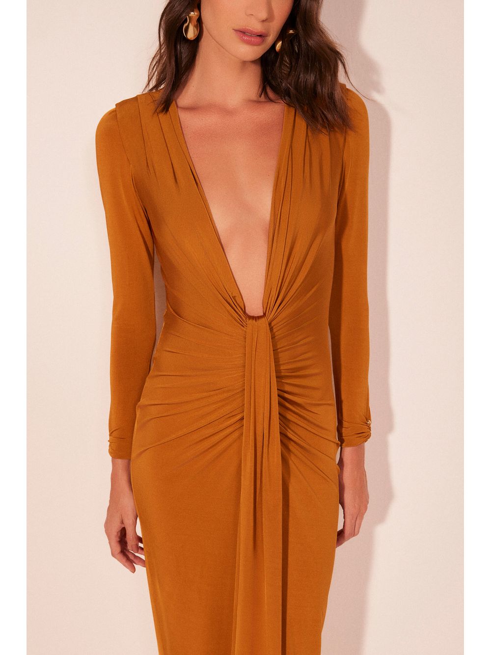 Água de Coco — Vestido Longo Solaris Dourado