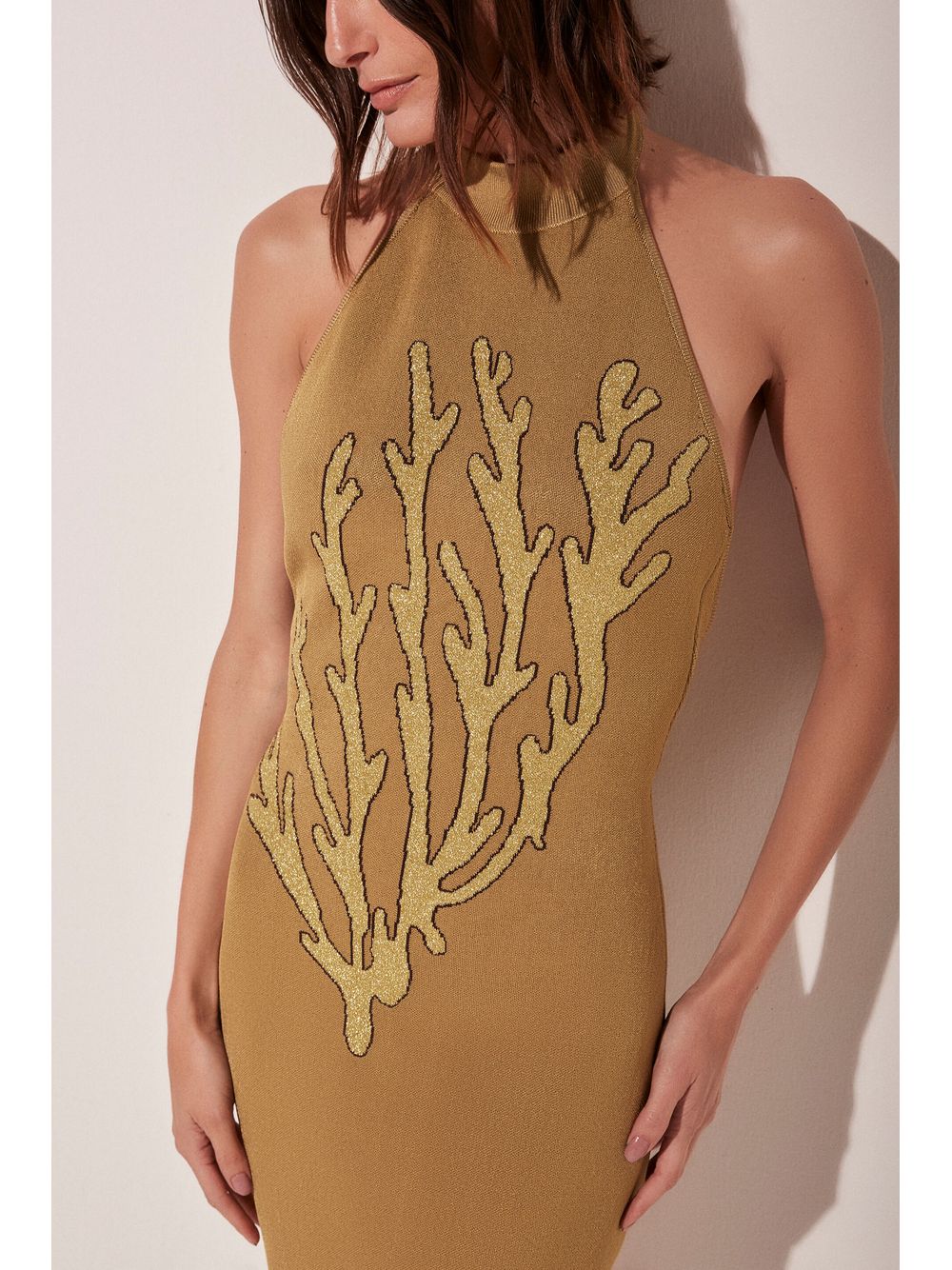 Água de Coco — Vestido Curto Coral Trico