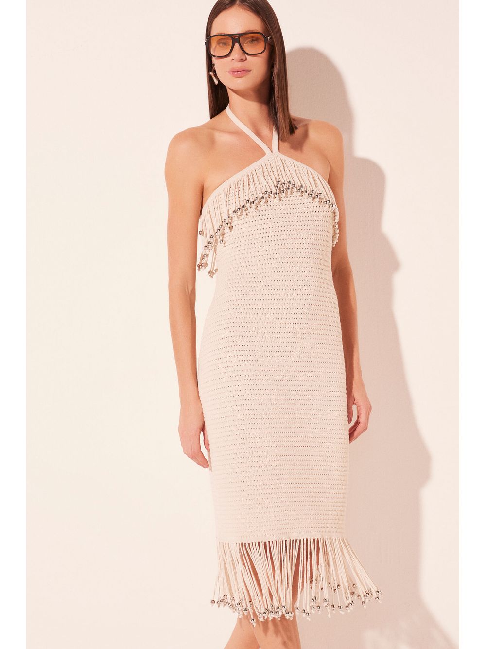 Água de Coco — Vestido Midi Âmbar Off White