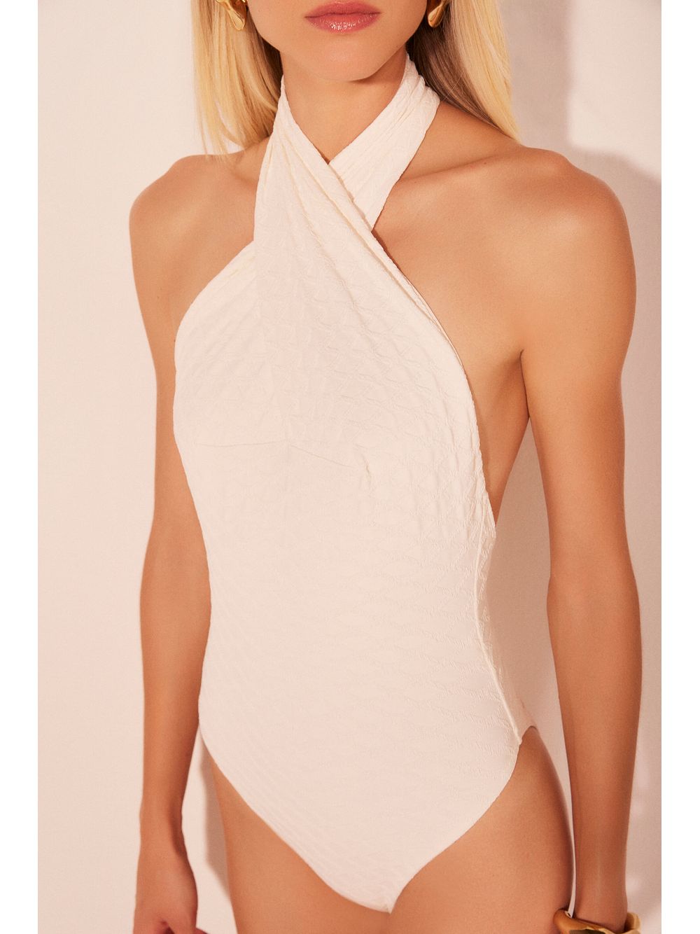 Água de Coco — Body Frente Única Trama Off White