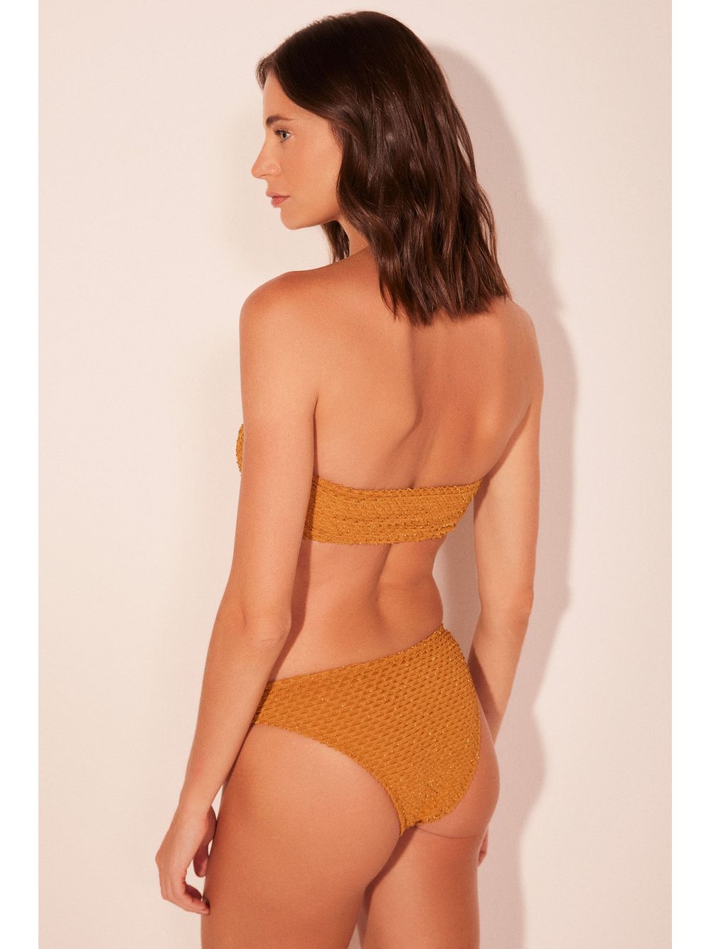 Água de Coco — Biquíni Calcinha Lateral Fina Escamas Lurex Laranja