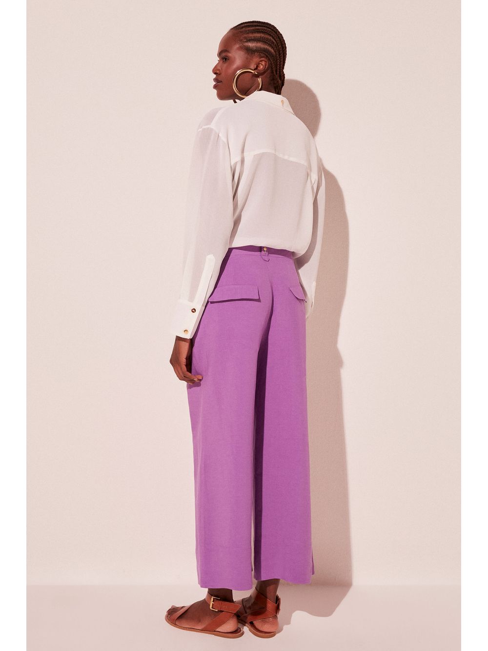 Água de Coco — Calça Pantacourt Vibrante Roxo