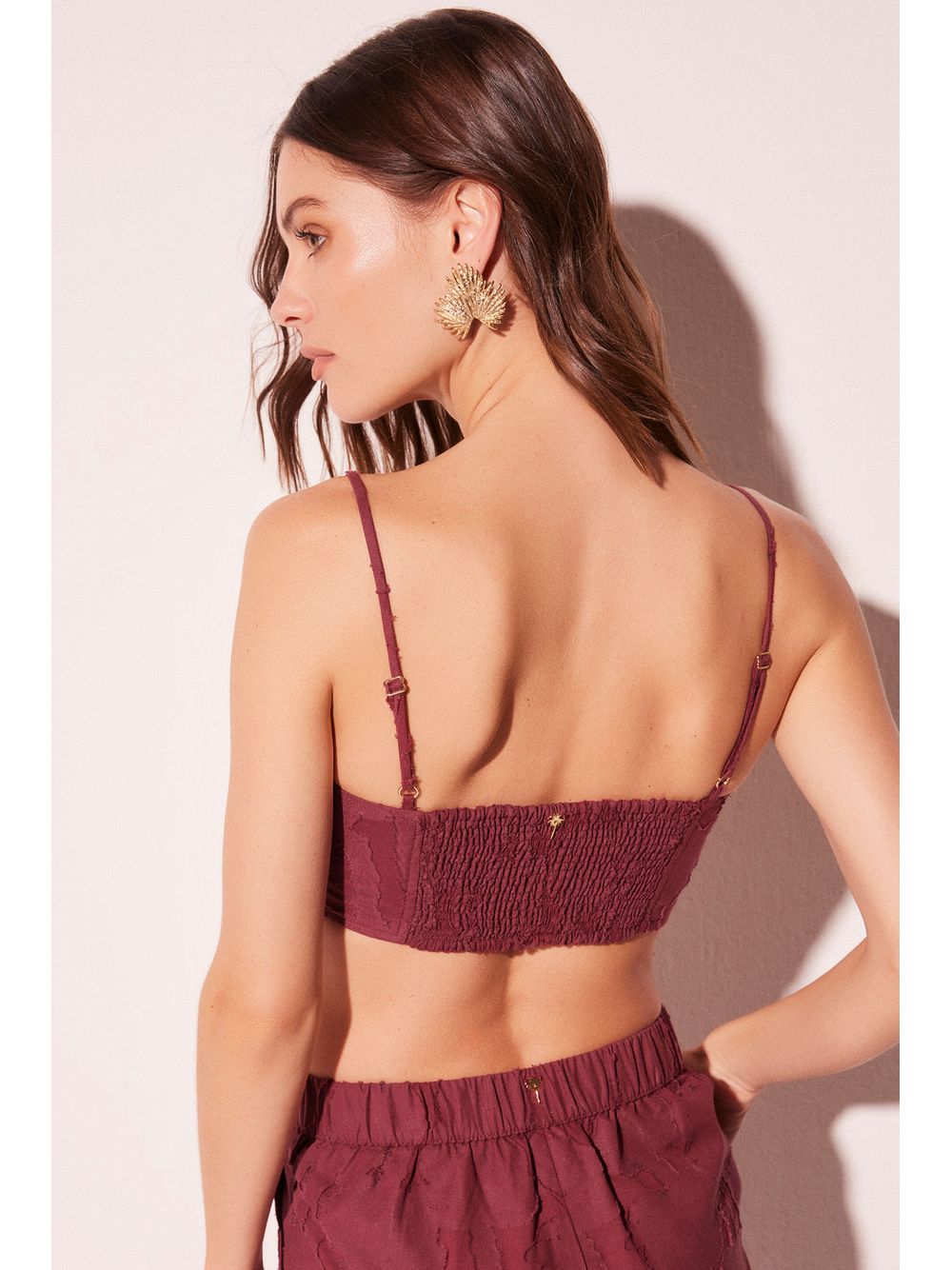 Água de Coco — Top Cropped Jacquard Coqueiros