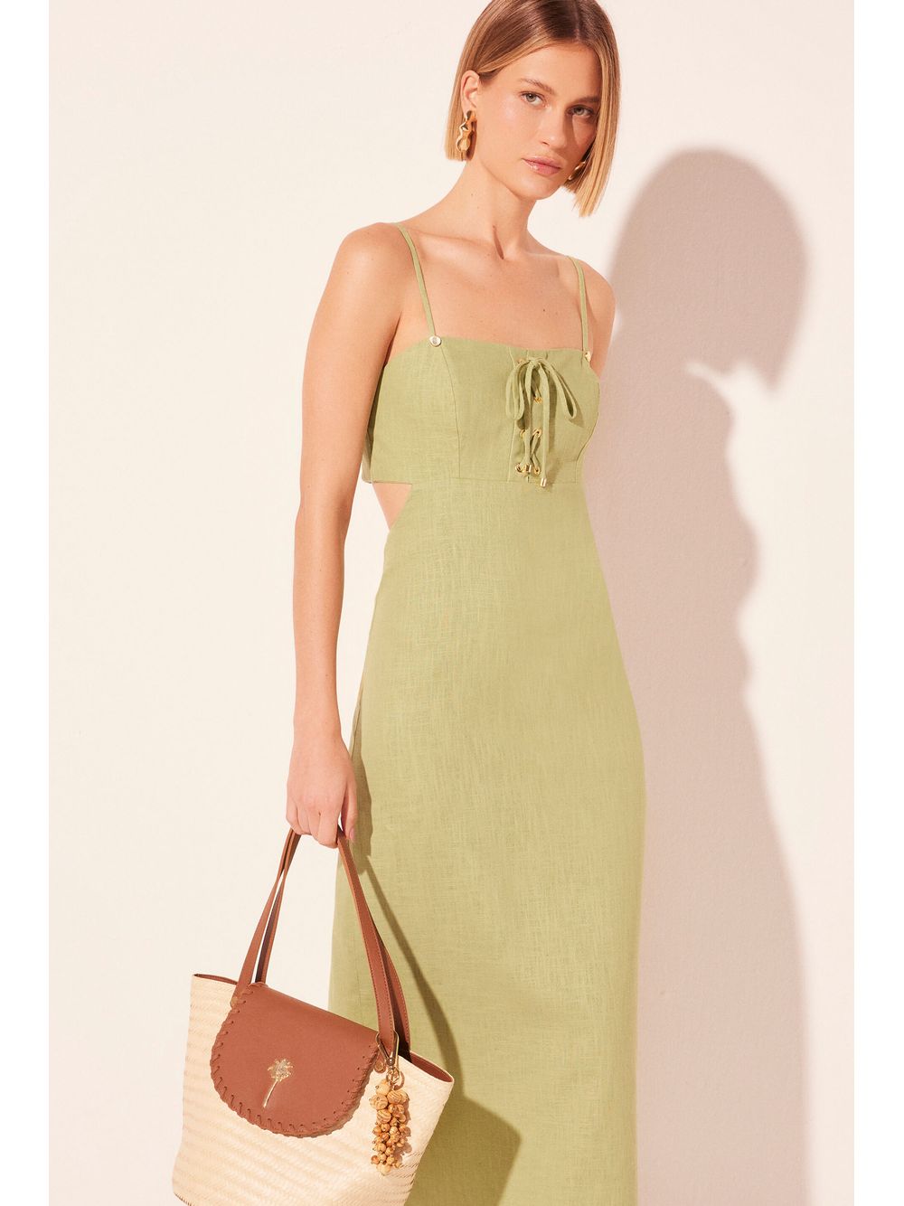 Água de Coco — Vestido Midi Solene Verde