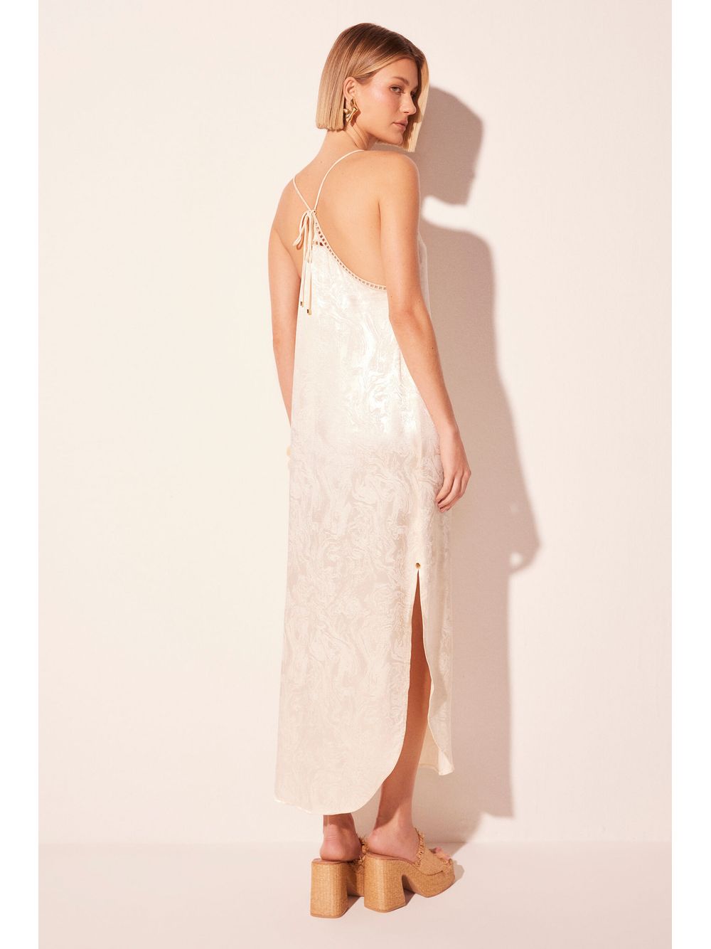 Água de Coco — Vestido Midi Prisma Off White