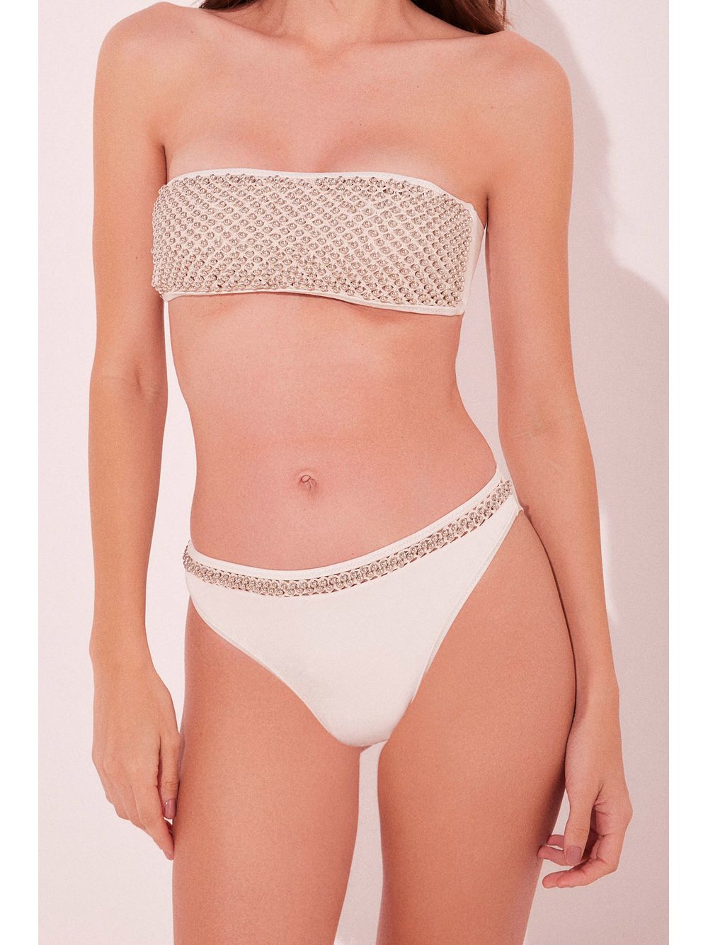 Água de Coco — Biquíni Calcinha Asa Delta Poá Off White