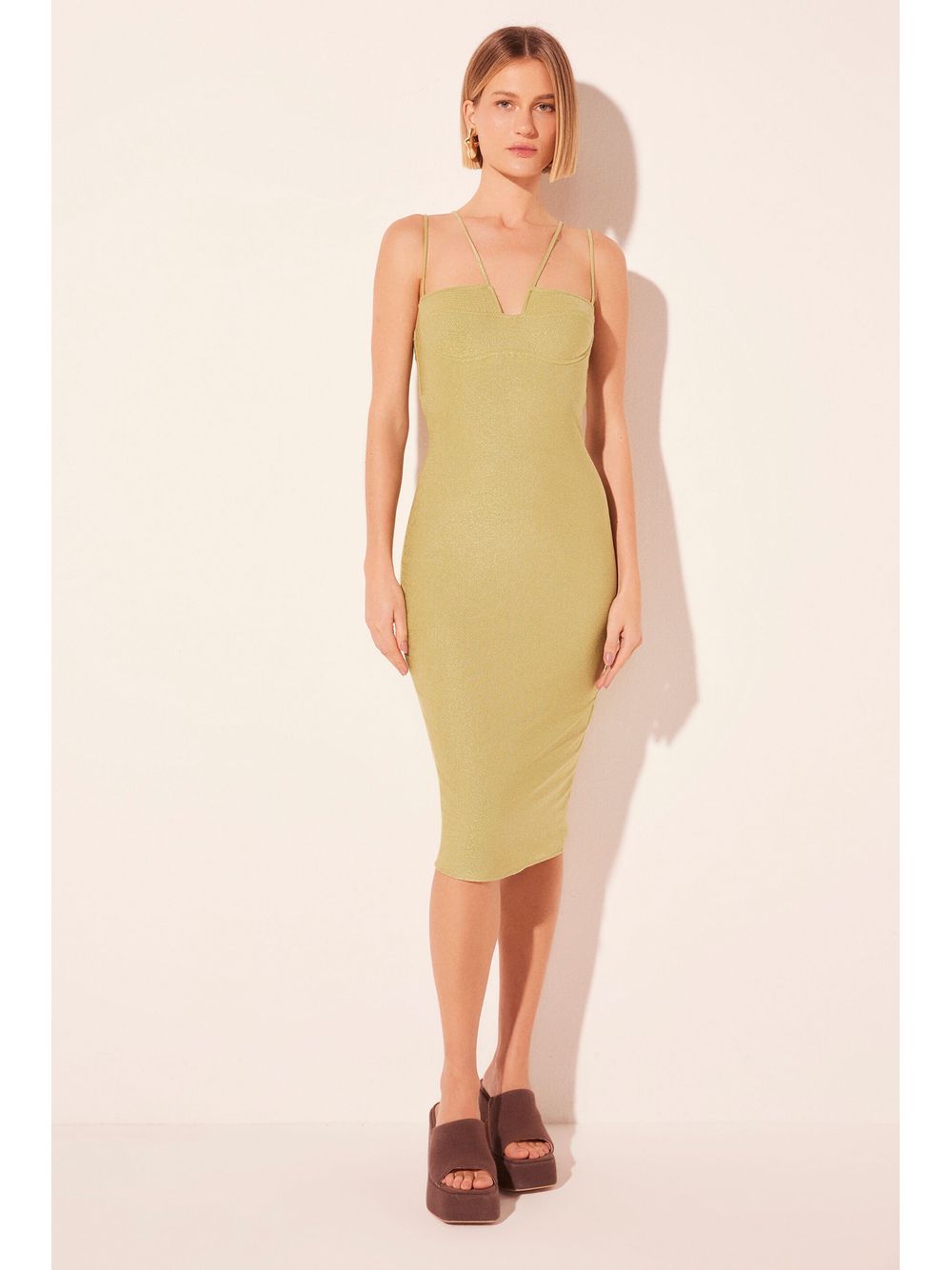 Água de Coco — Vestido Midi Folha Verde