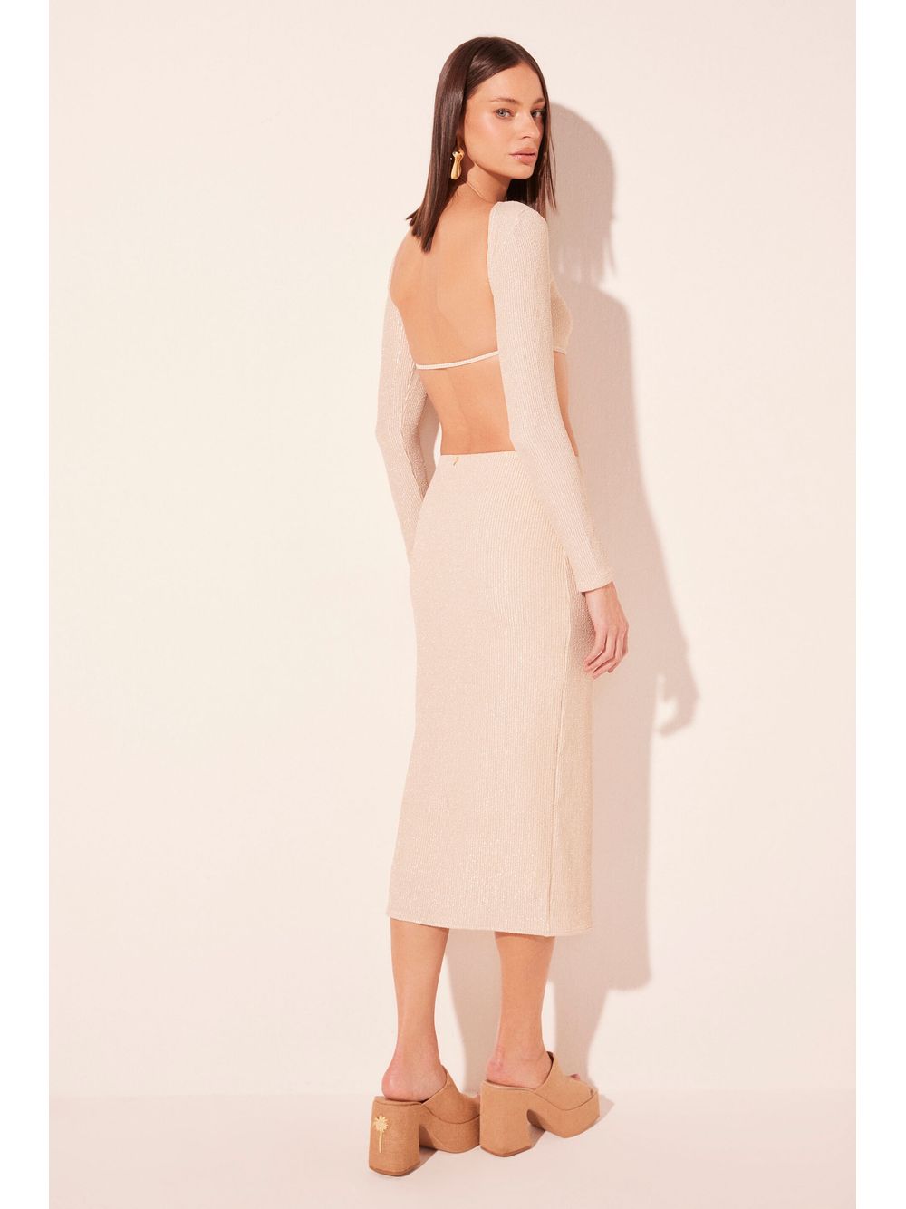 Água de Coco — Saia Midi Áurea Off White