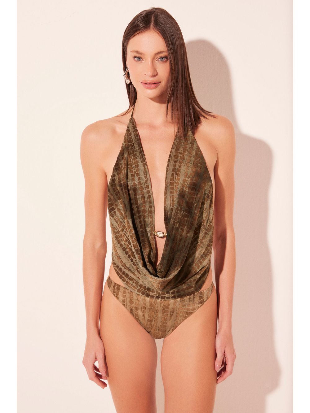 Água de Coco — Body Frente Única Croco Verde