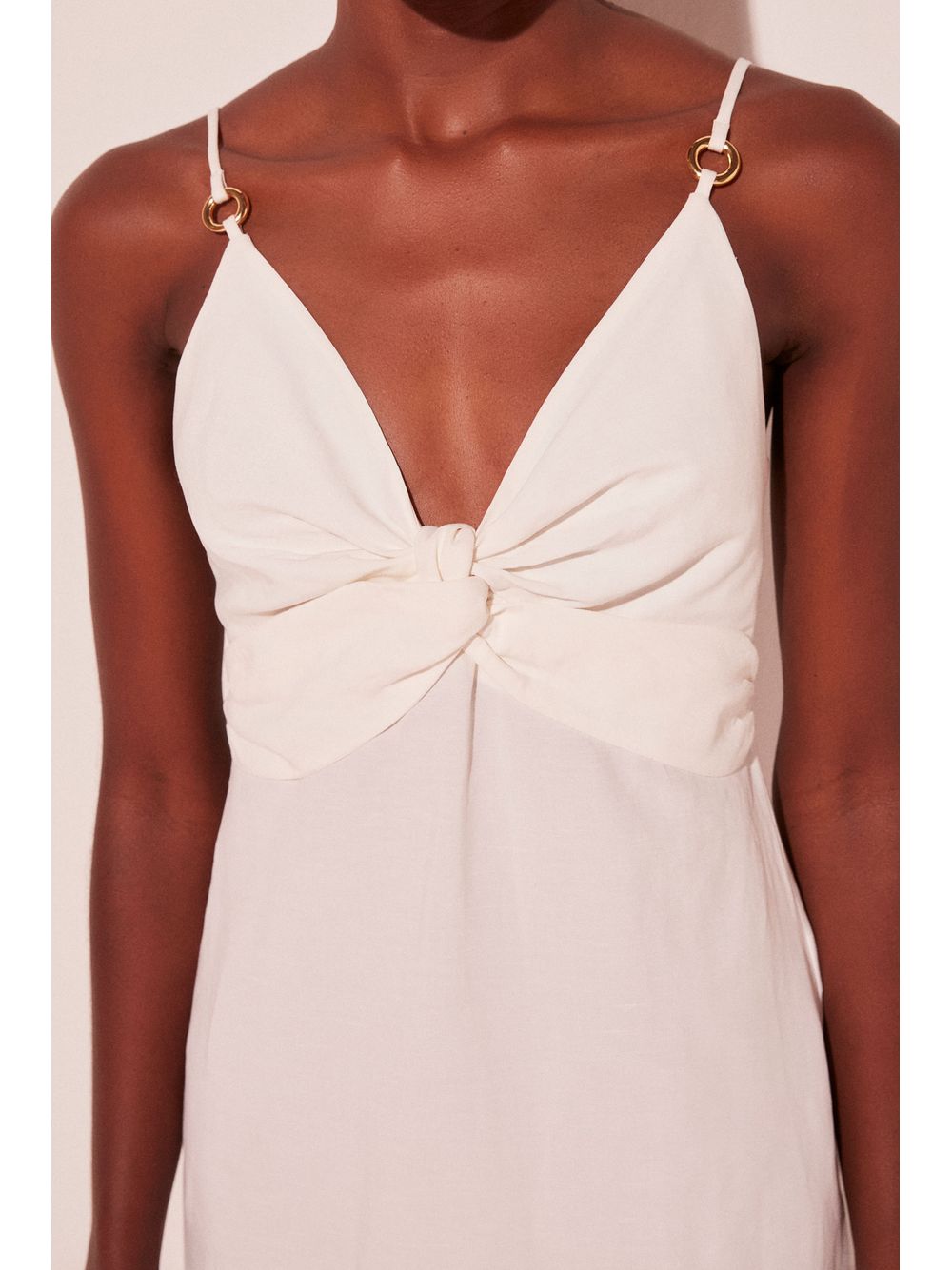 Água de Coco — Vestido Midi Vibrante Off White
