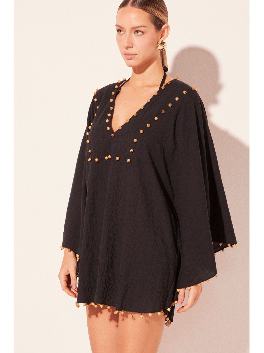 Água de Coco — Vestido Curto Boêmio Preto