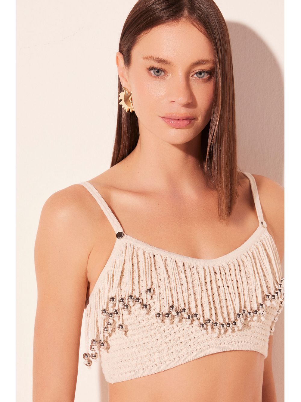 Água de Coco — Top Alça Âmbar Off White