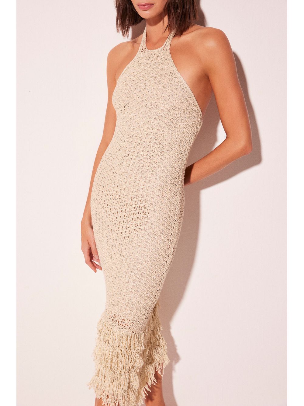 Água de Coco — Vestido Midi Voz Bege