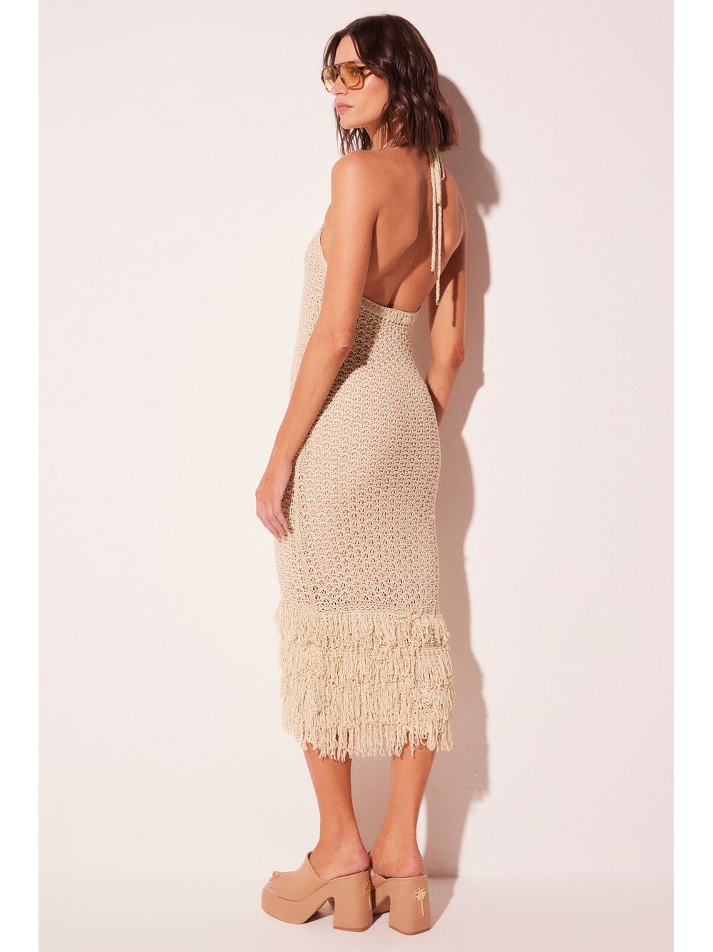 Água de Coco — Vestido Midi Voz Bege