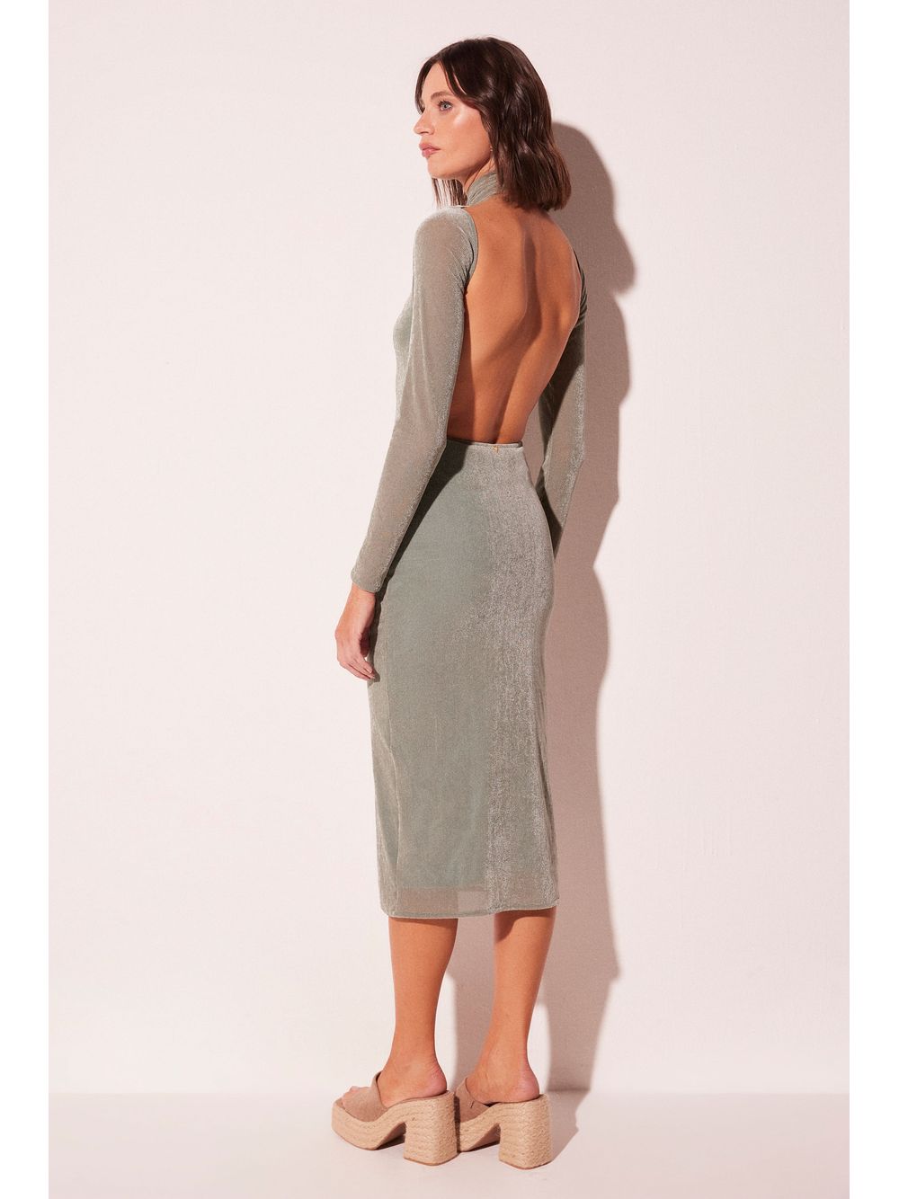 Água de Coco — Vestido Midi Tecelagem Azul