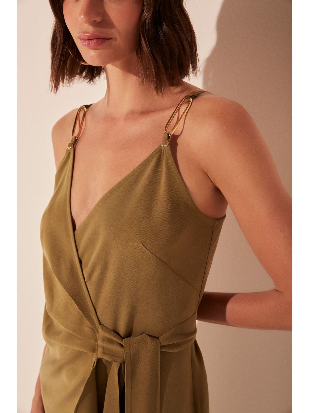 Água de Coco — Vestido Midi Alfaiataria Natureza