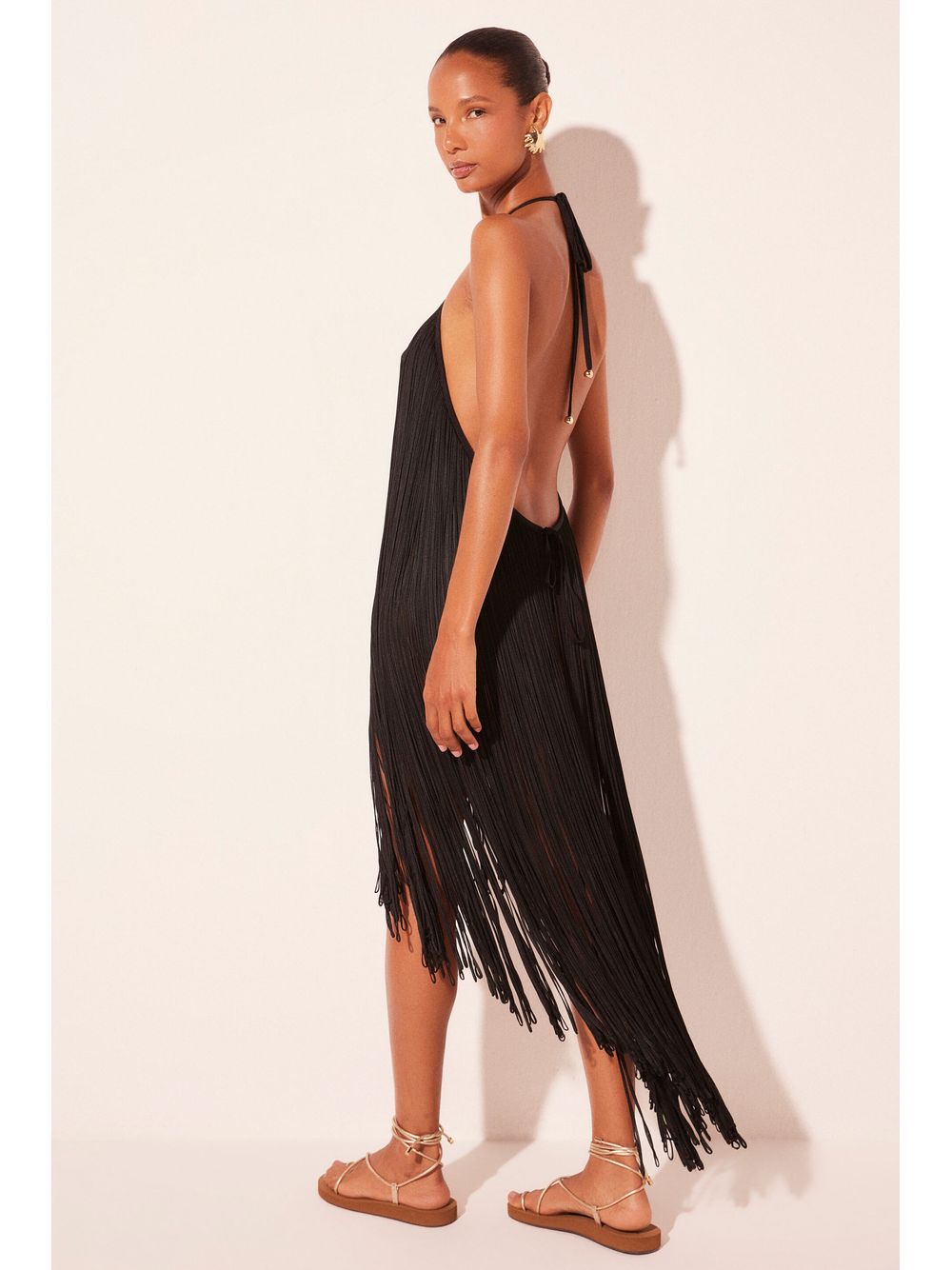 Água de Coco — Vestido Midi Marea Preto