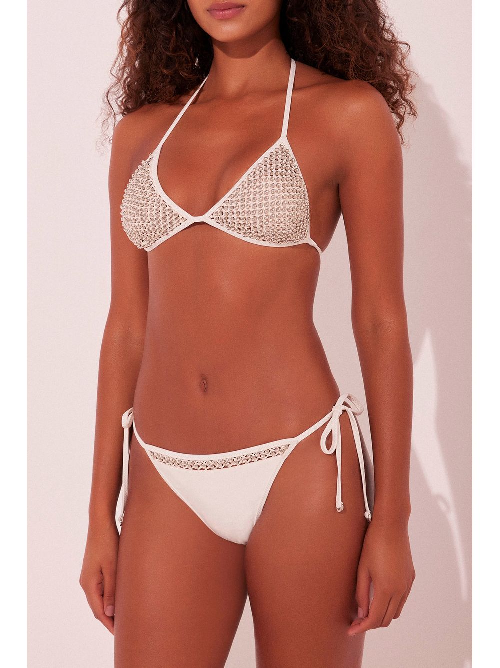 Água de Coco — Biquíni Calcinha Lacinho Poá Off White