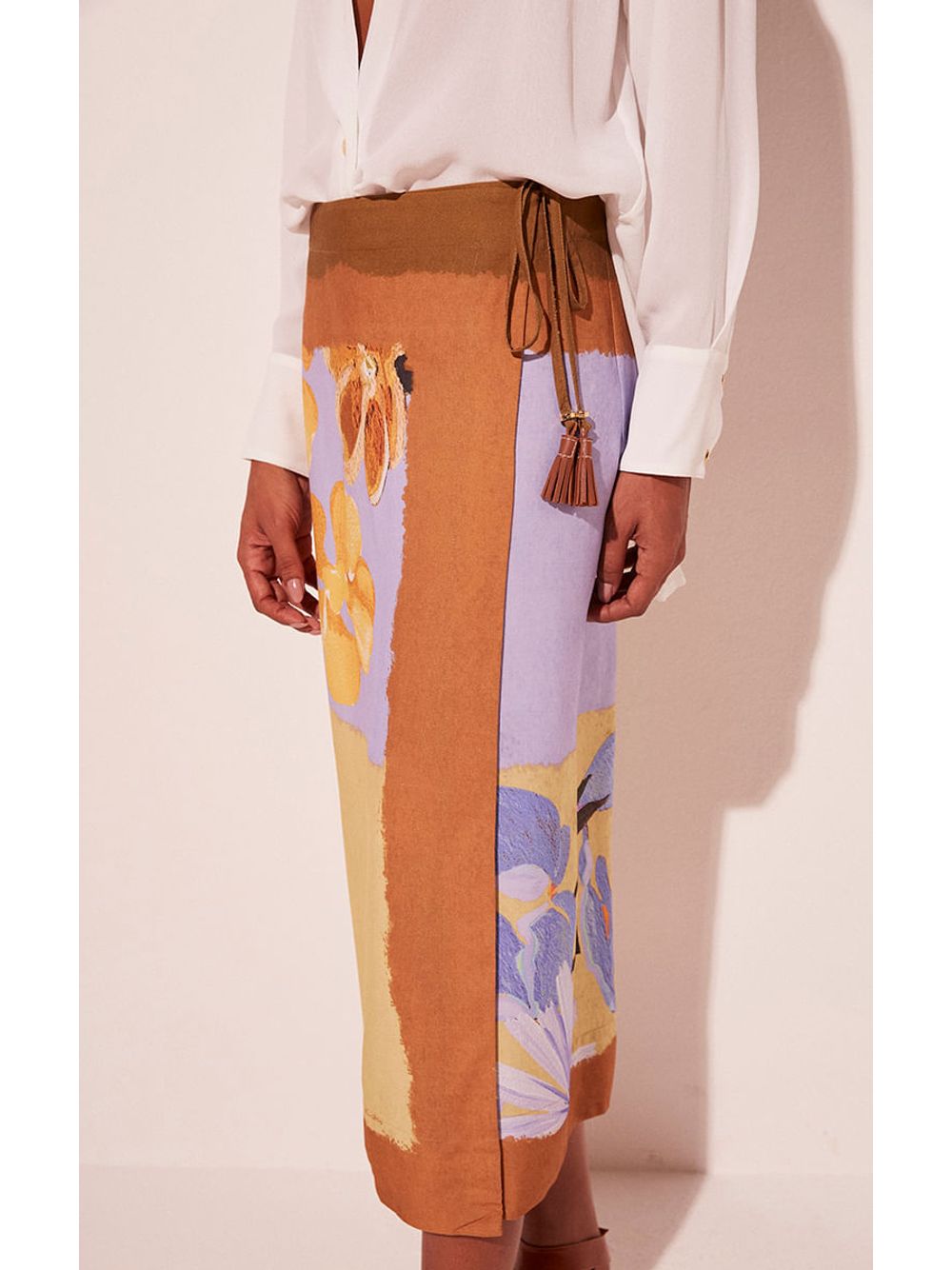 Água de Coco — Saia Midi Floral Neon