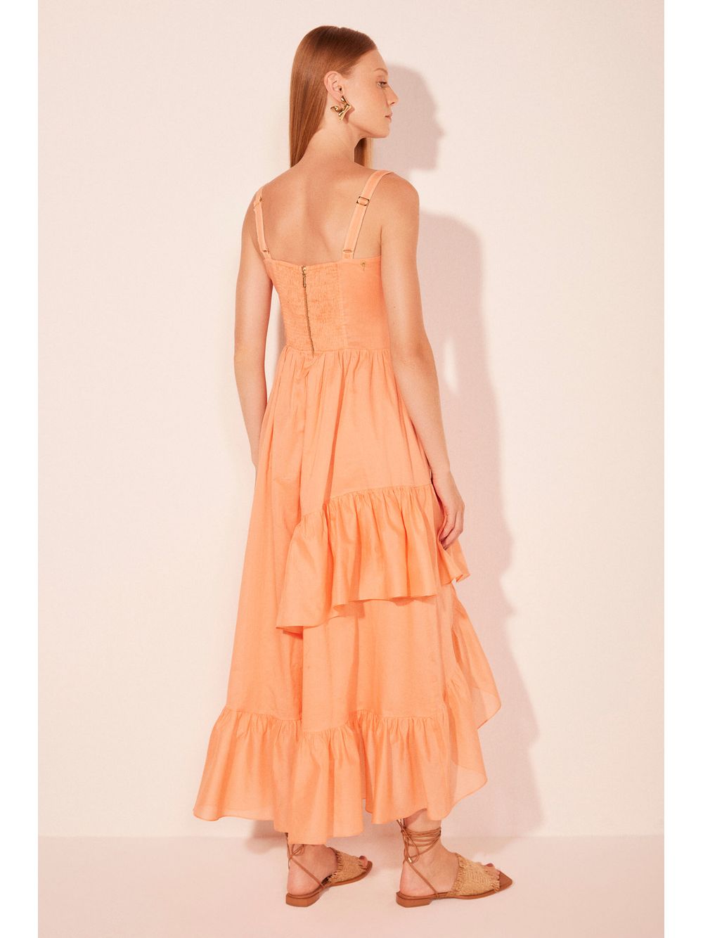 Água de Coco — Vestido Midi Ares Laranja