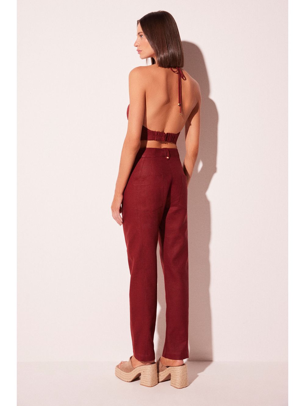 Água de Coco — Calça Slim Fit Reflexo Vermelho