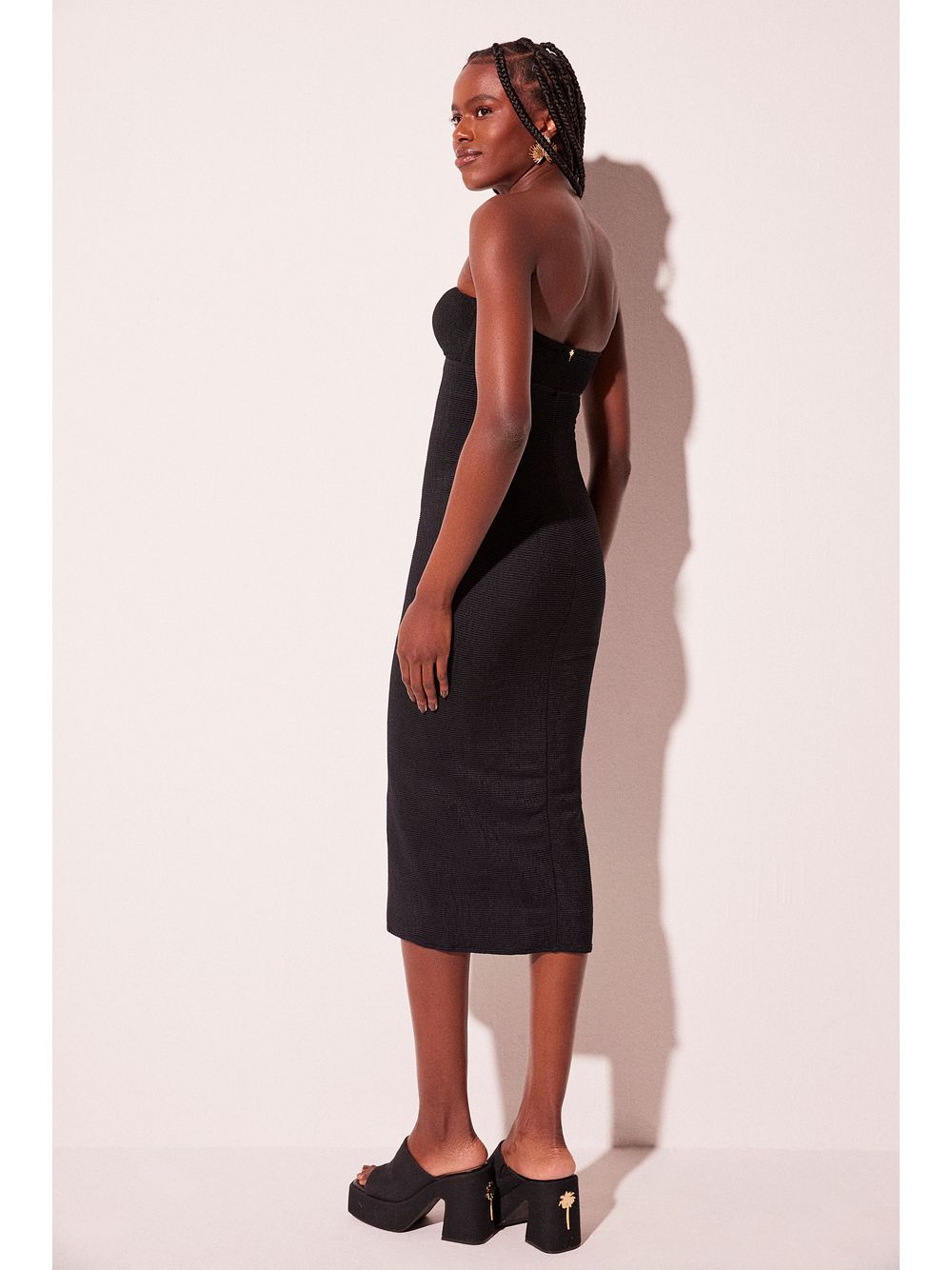 Água de Coco — Vestido Midi Lagoa Preto