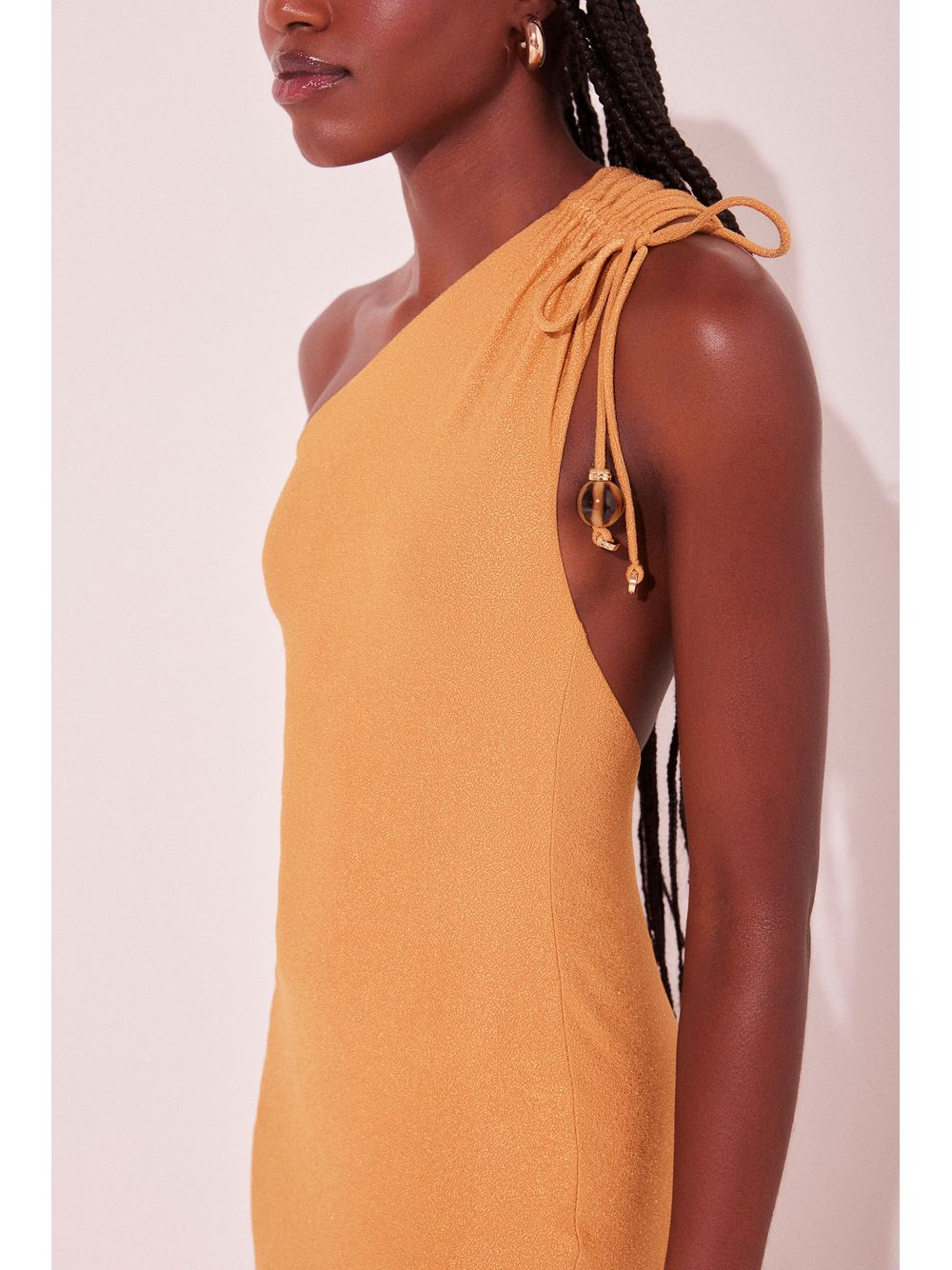 Água de Coco — Vestido Midi Damasco Laranja