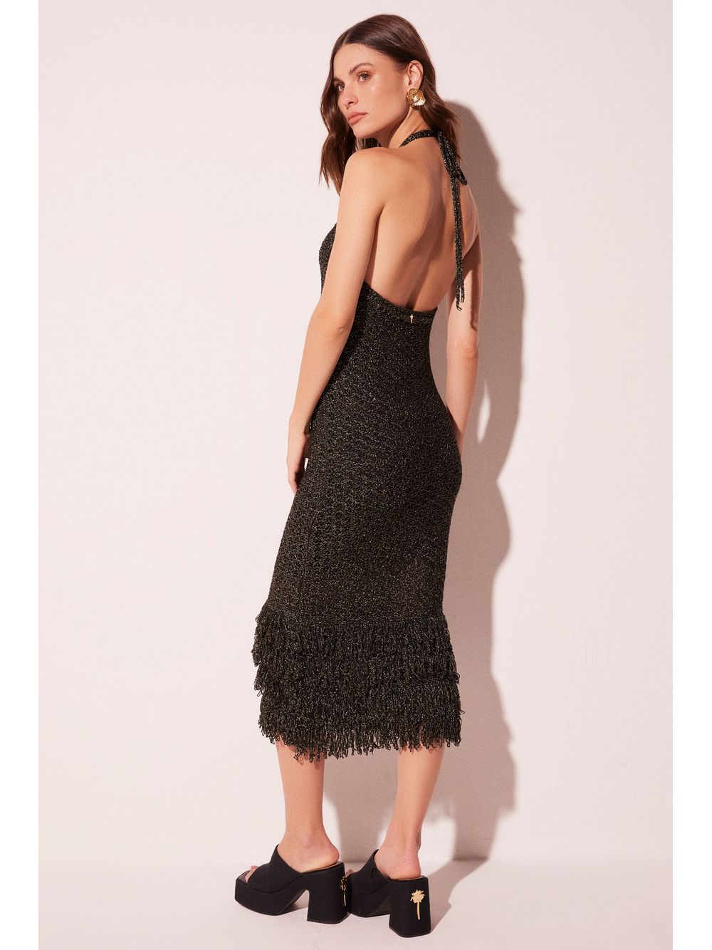 Água de Coco — Vestido Midi Voz Preto