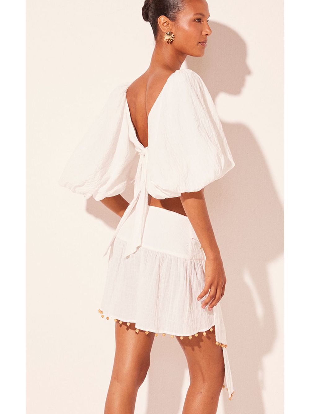 Água de Coco — Top Cropped Mangas Bufantes Boêmio Off White