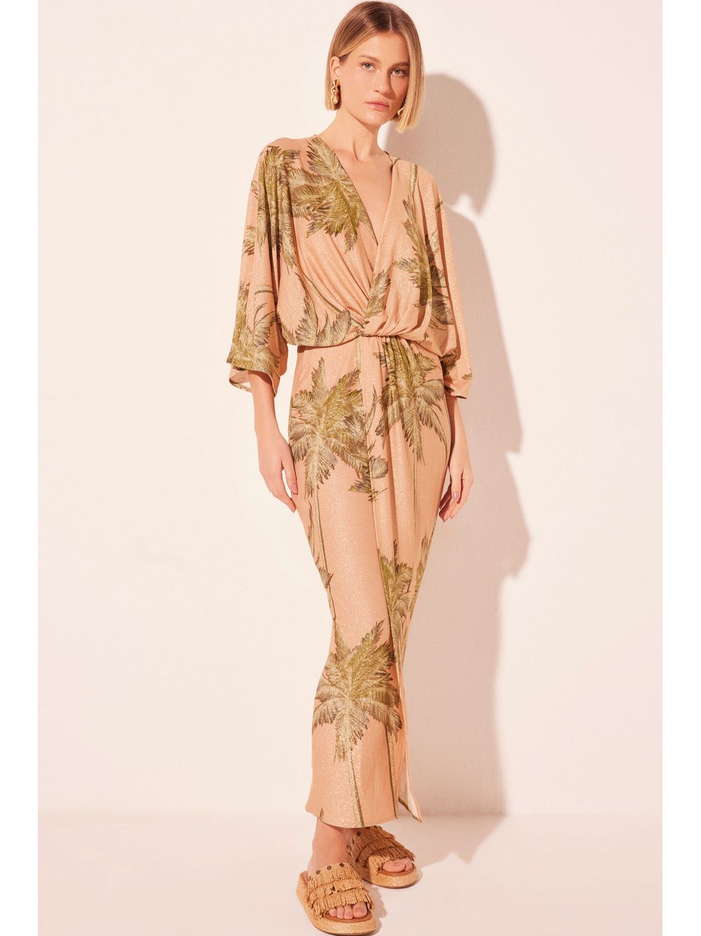 Água de Coco — Vestido Midi Palmeiras Rosé