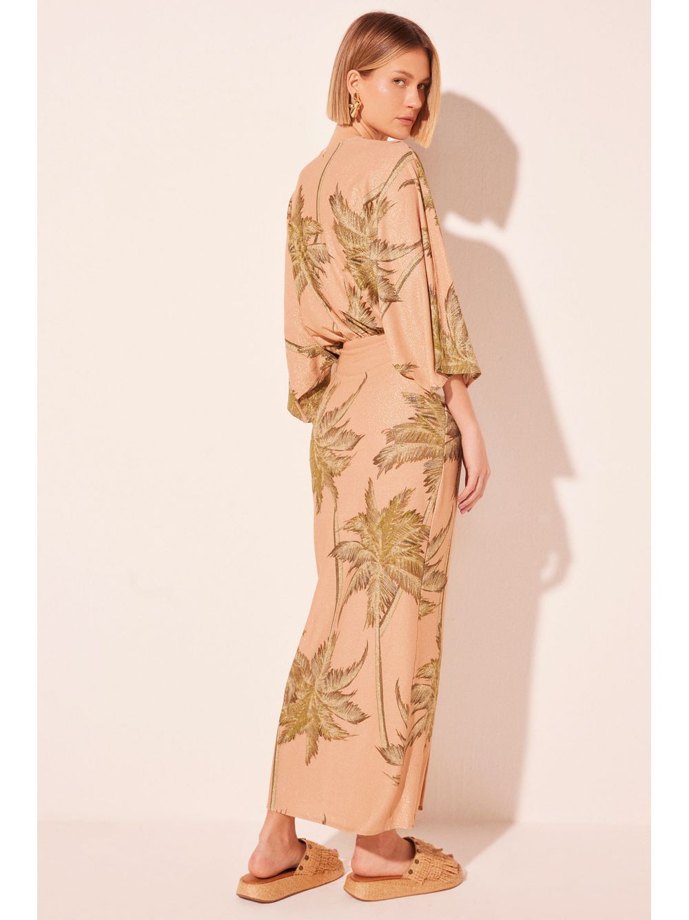Água de Coco — Vestido Midi Palmeiras Rosé