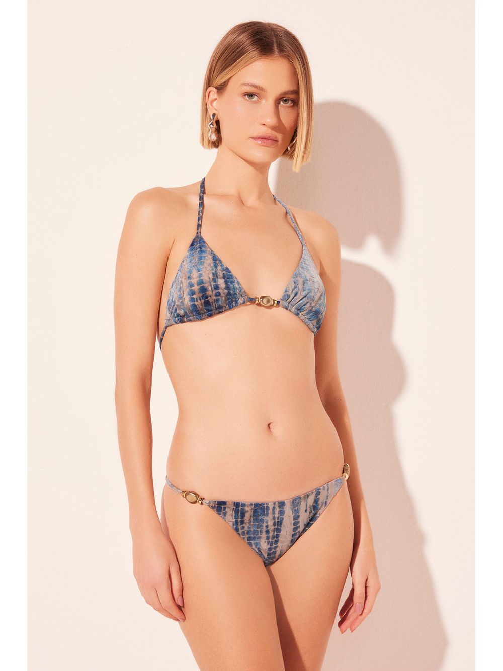 Água de Coco — Biquíni Calcinha Lateral Fixa Croco Azul