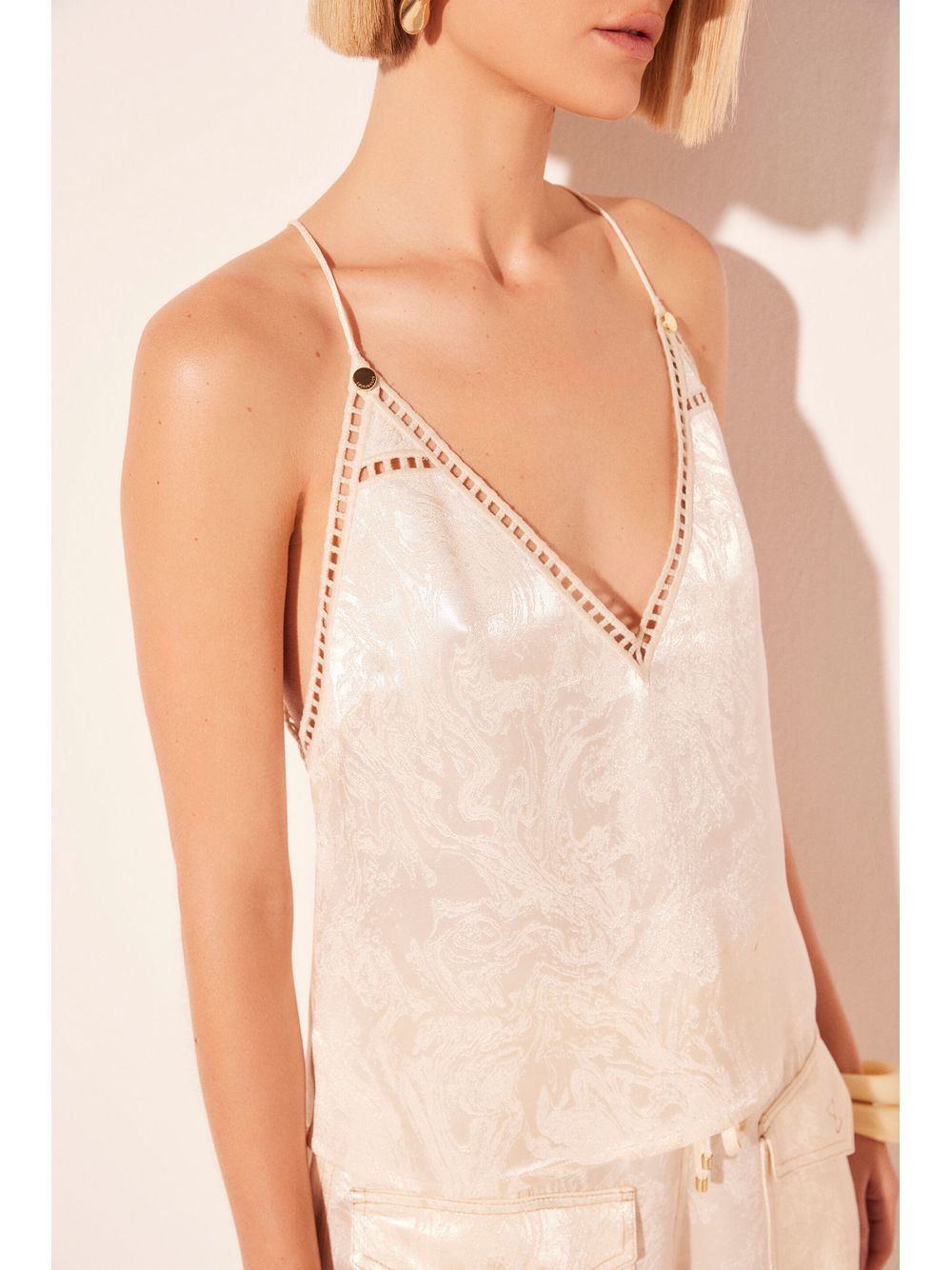 Água de Coco — Blusa Alça Prisma Off White