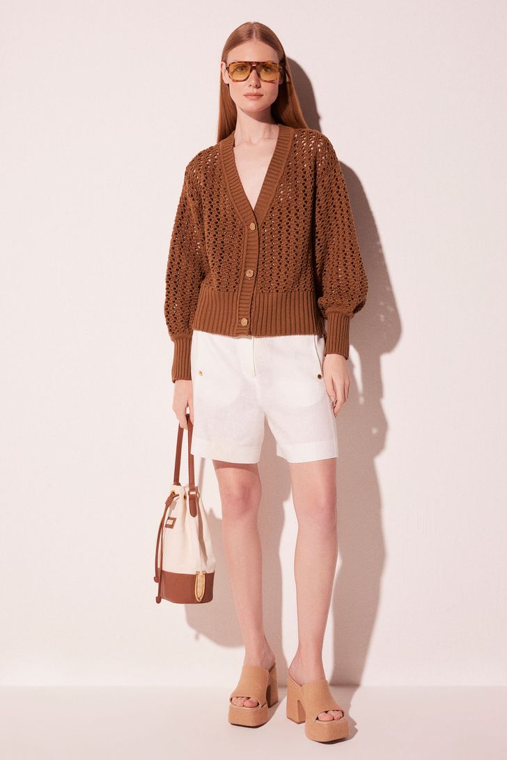 Cardigan Oversized Palma Marrom - aguadecoco