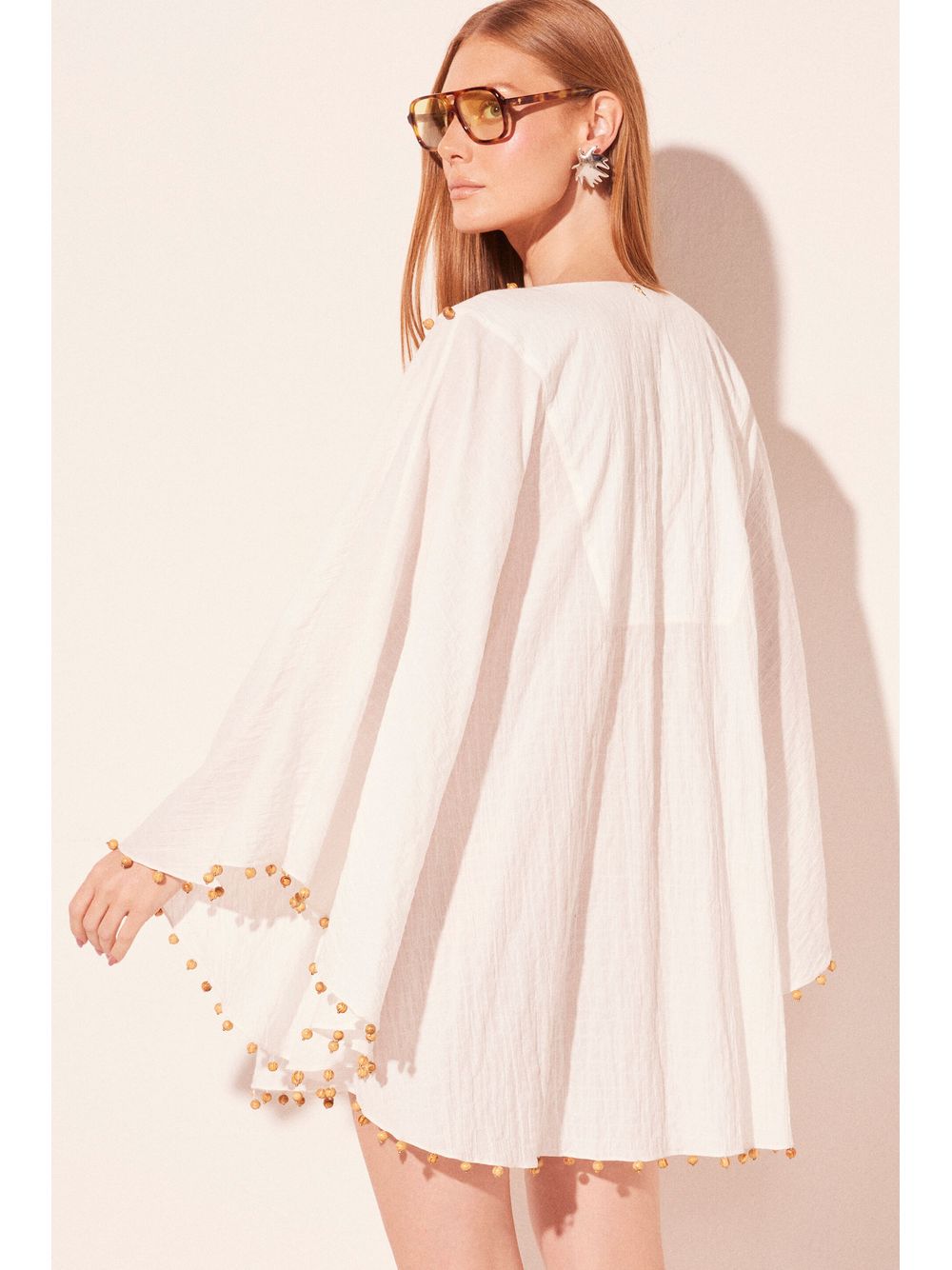 Água de Coco — Vestido Curto Amplo Boêmio Off White
