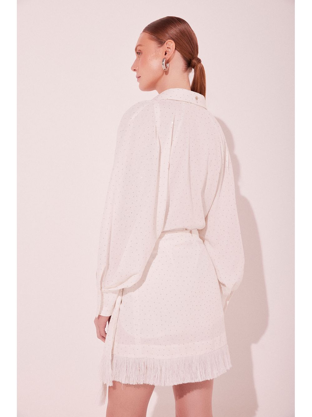 Água de Coco — Saia Curta Brilho Off White