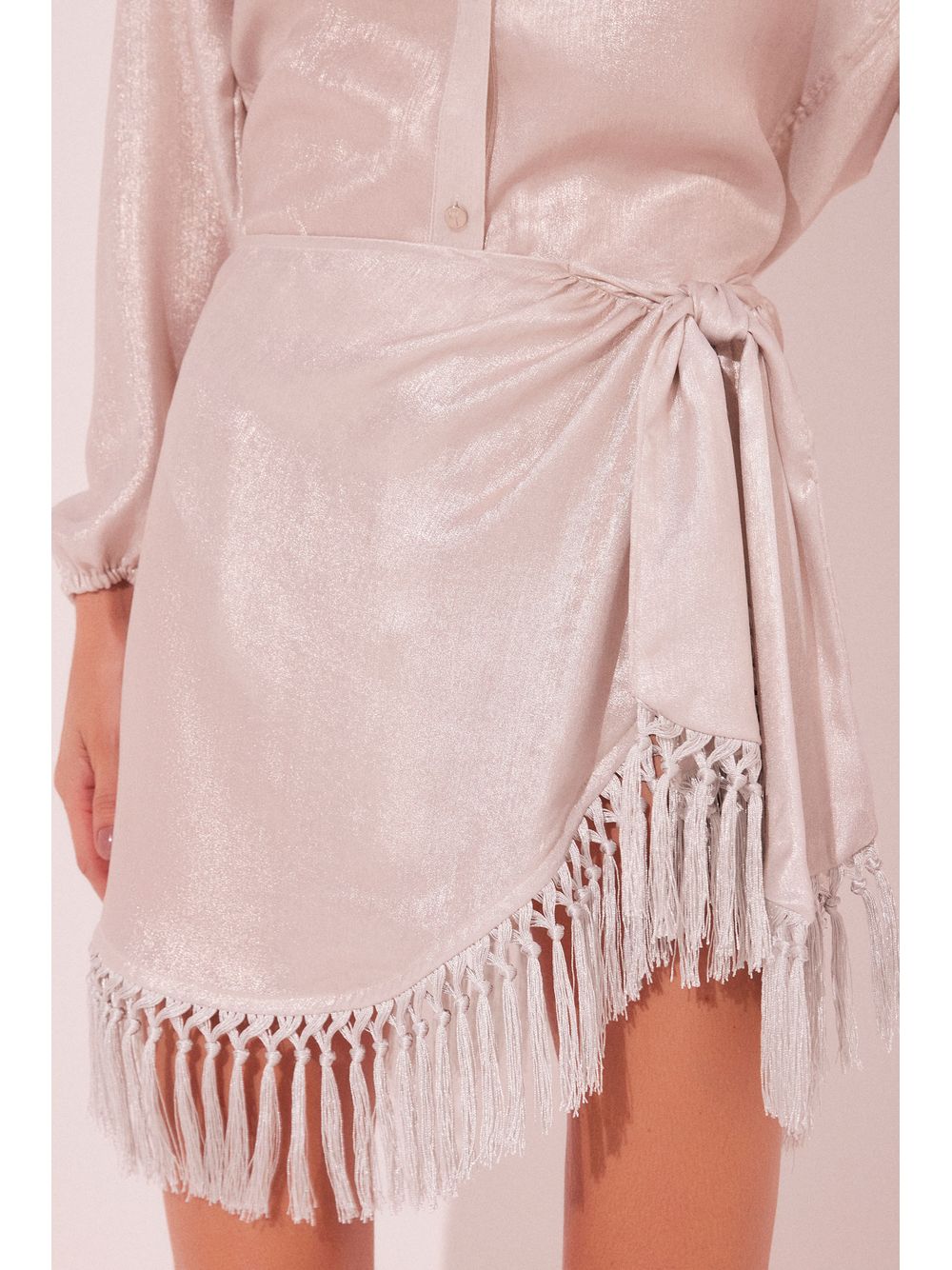 Água de Coco — Saia Curta Shine Off White