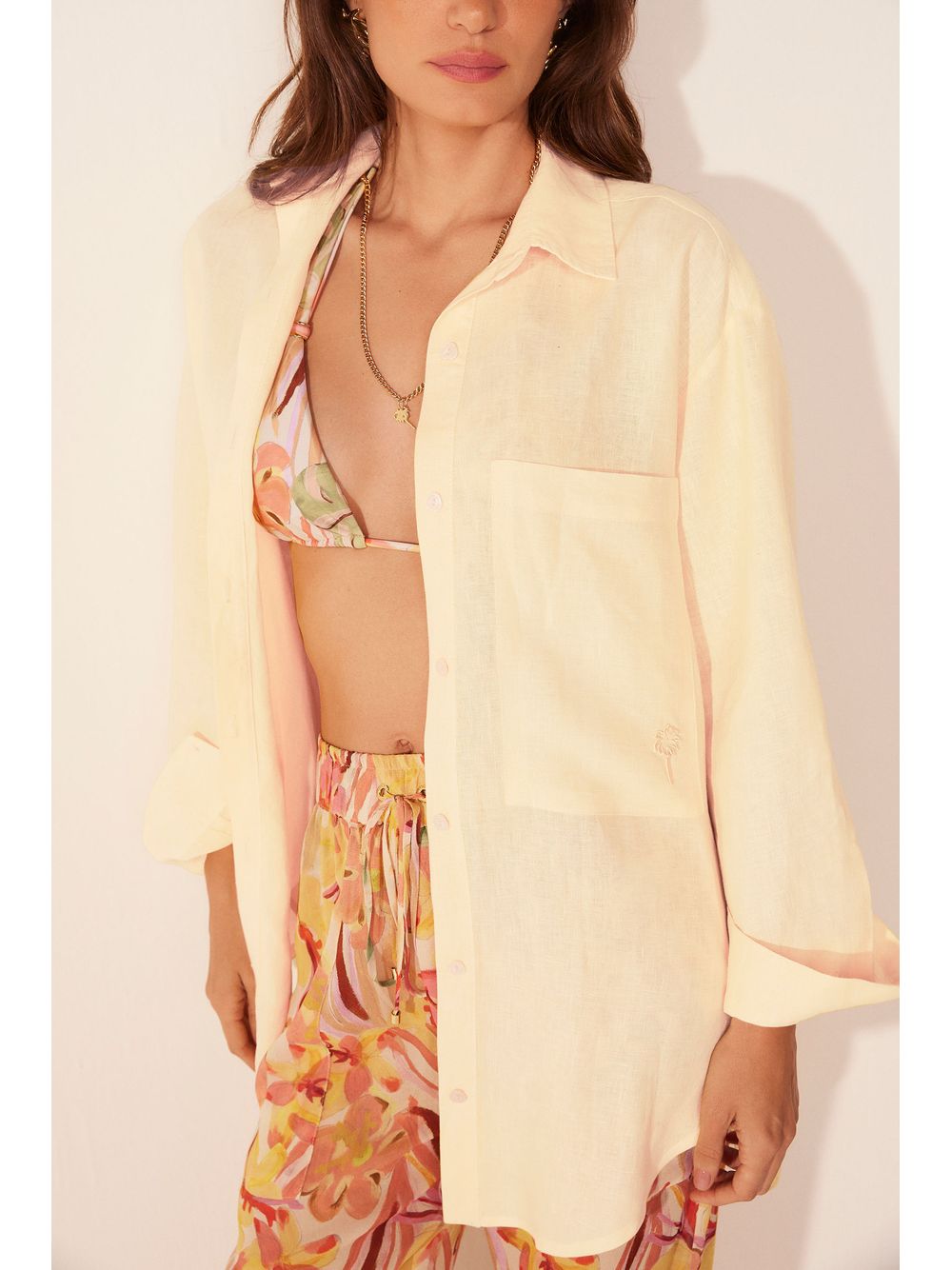 Água de Coco — Camisa Manga Longa Botânico Amarelo