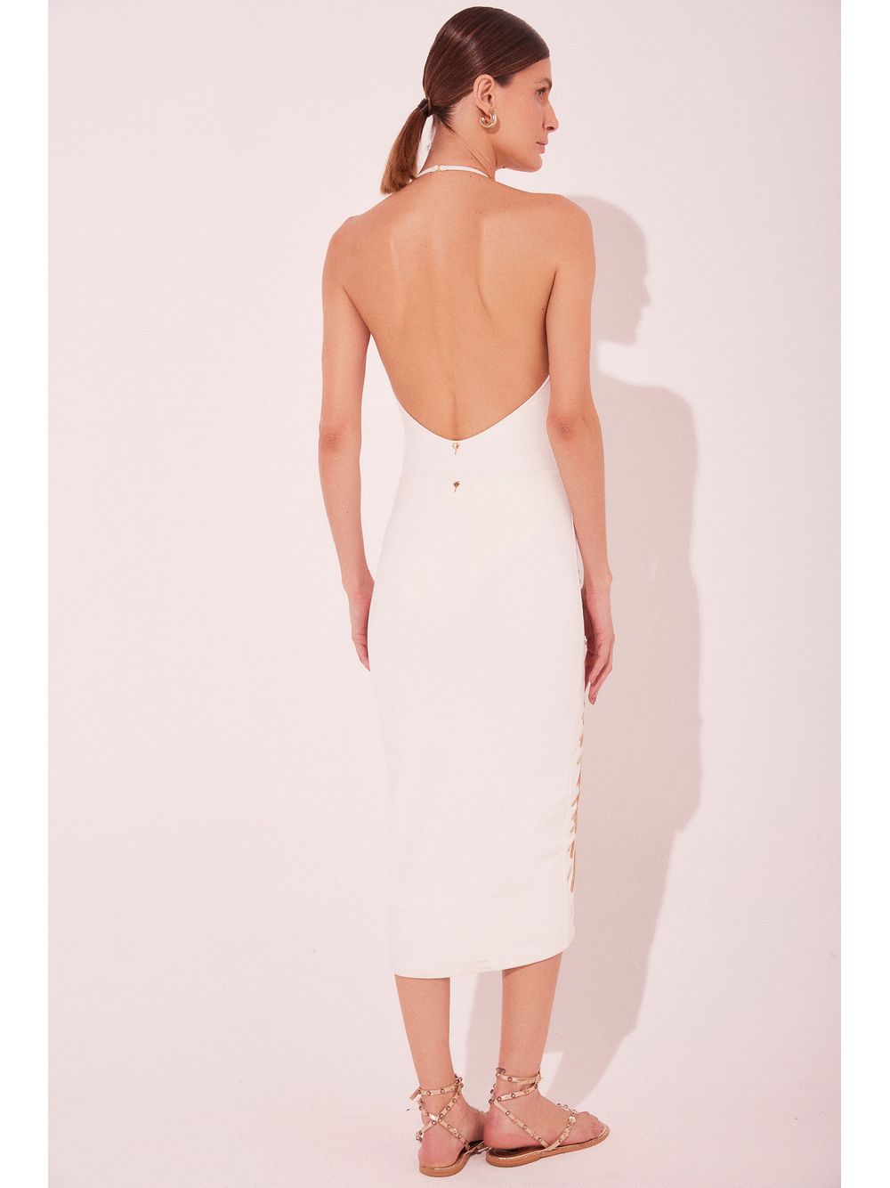 Água de Coco — Saia Midi Cordas Off White