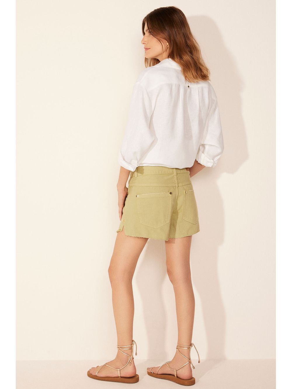 Água de Coco — Short Jeans Coral Verde