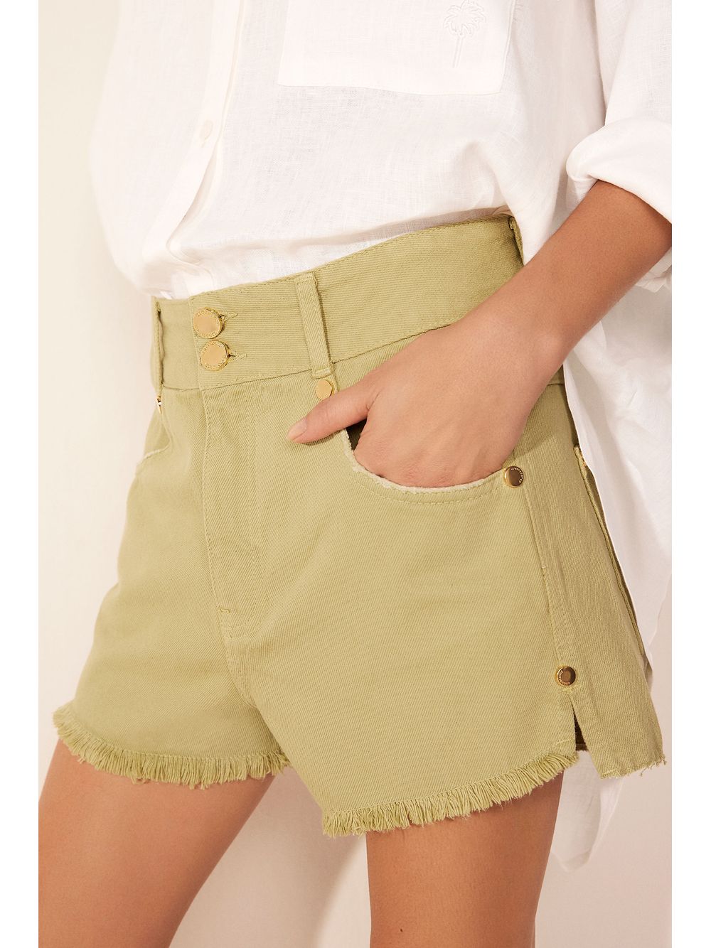 Água de Coco — Short Jeans Coral Verde