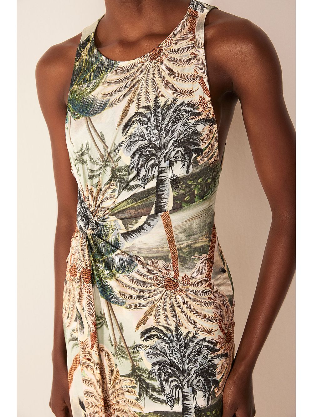 Água de Coco — Vestido Midi Coqueiro Colagem