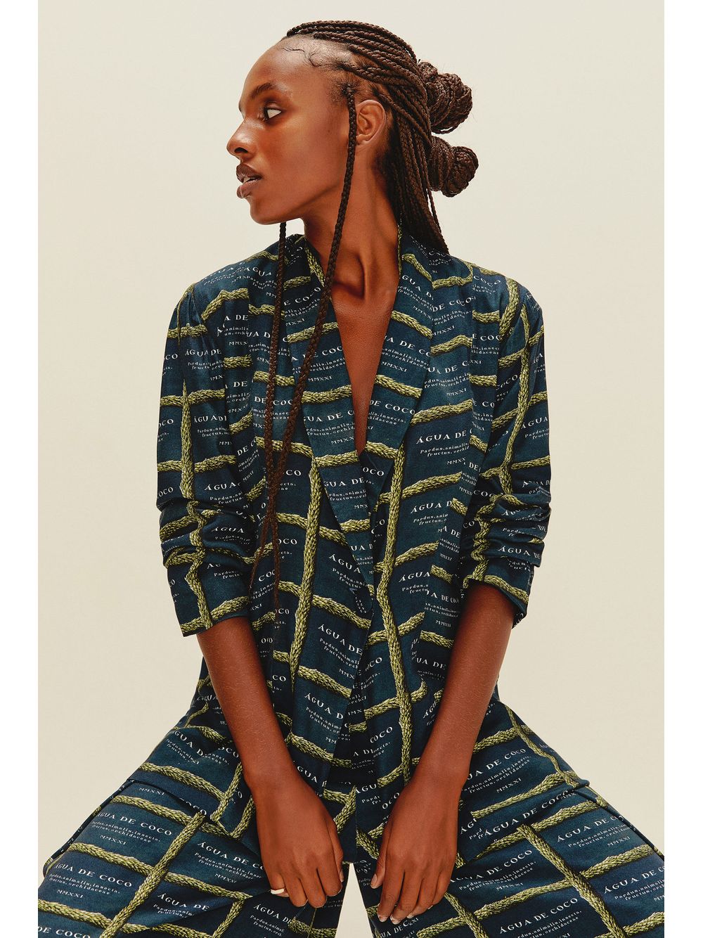 Água de Coco — Blazer com Botão Logomania Luau