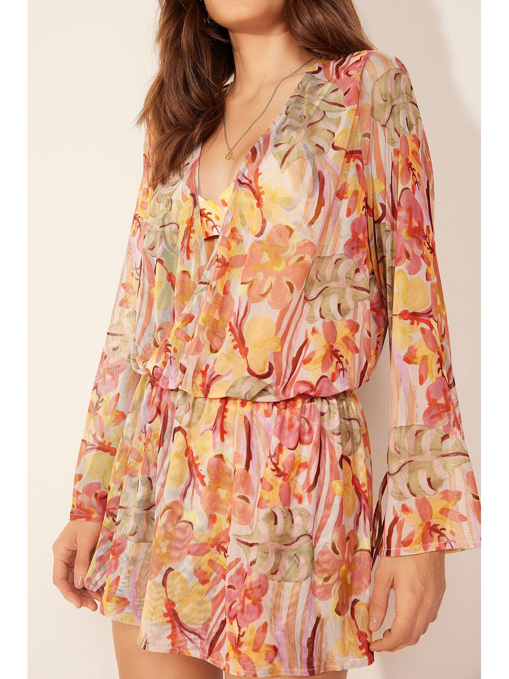 Água de Coco — Vestido Curto Arte Floral