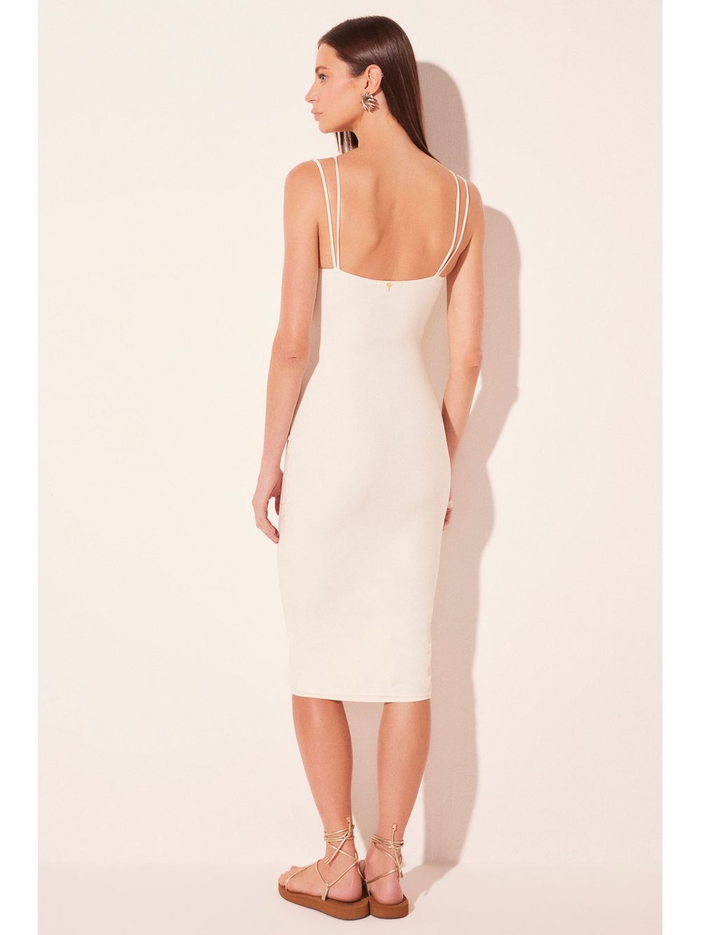 Água de Coco — Vestido Midi Folha Branco