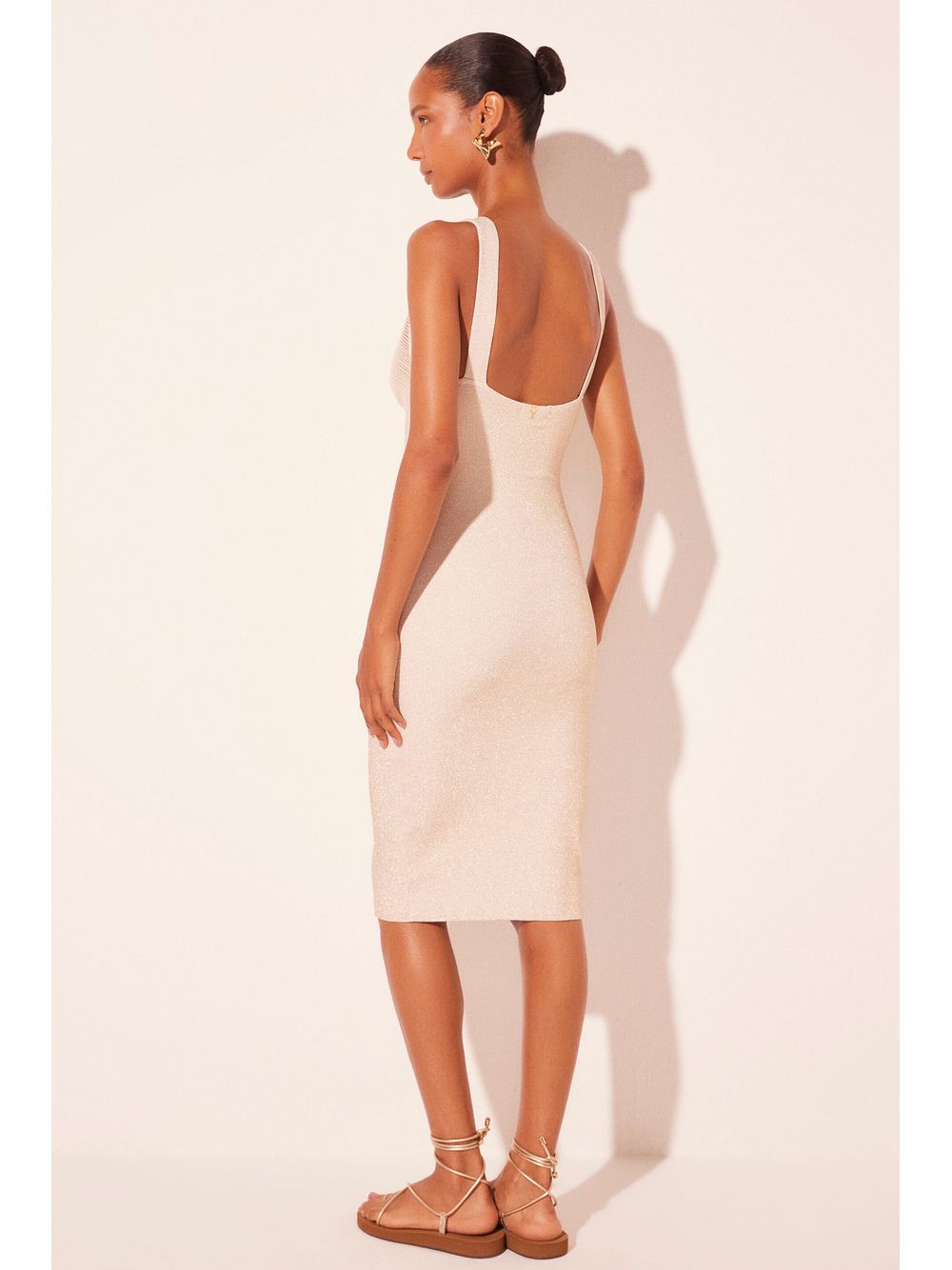 Água de Coco — Vestido Midi Cordas Lurex Off White