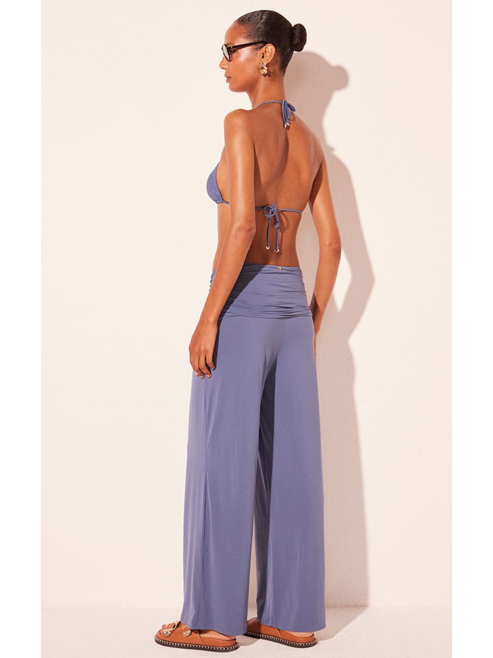 Água de Coco — Calça Reta Pepita Azul