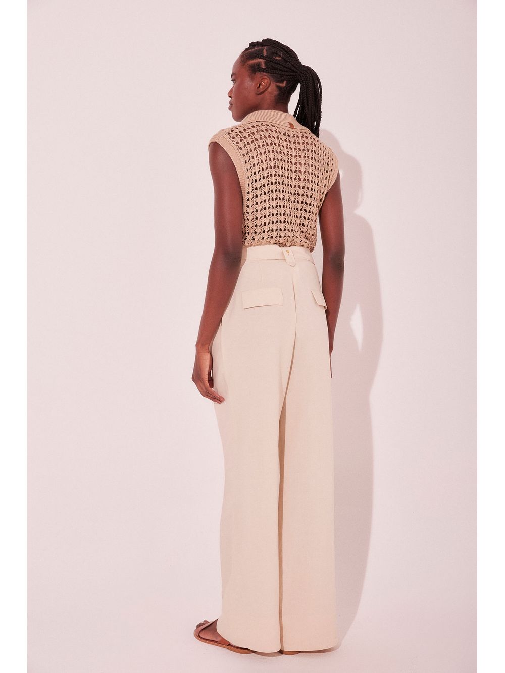 Água de Coco — Calça Pantalona Frutas Bege